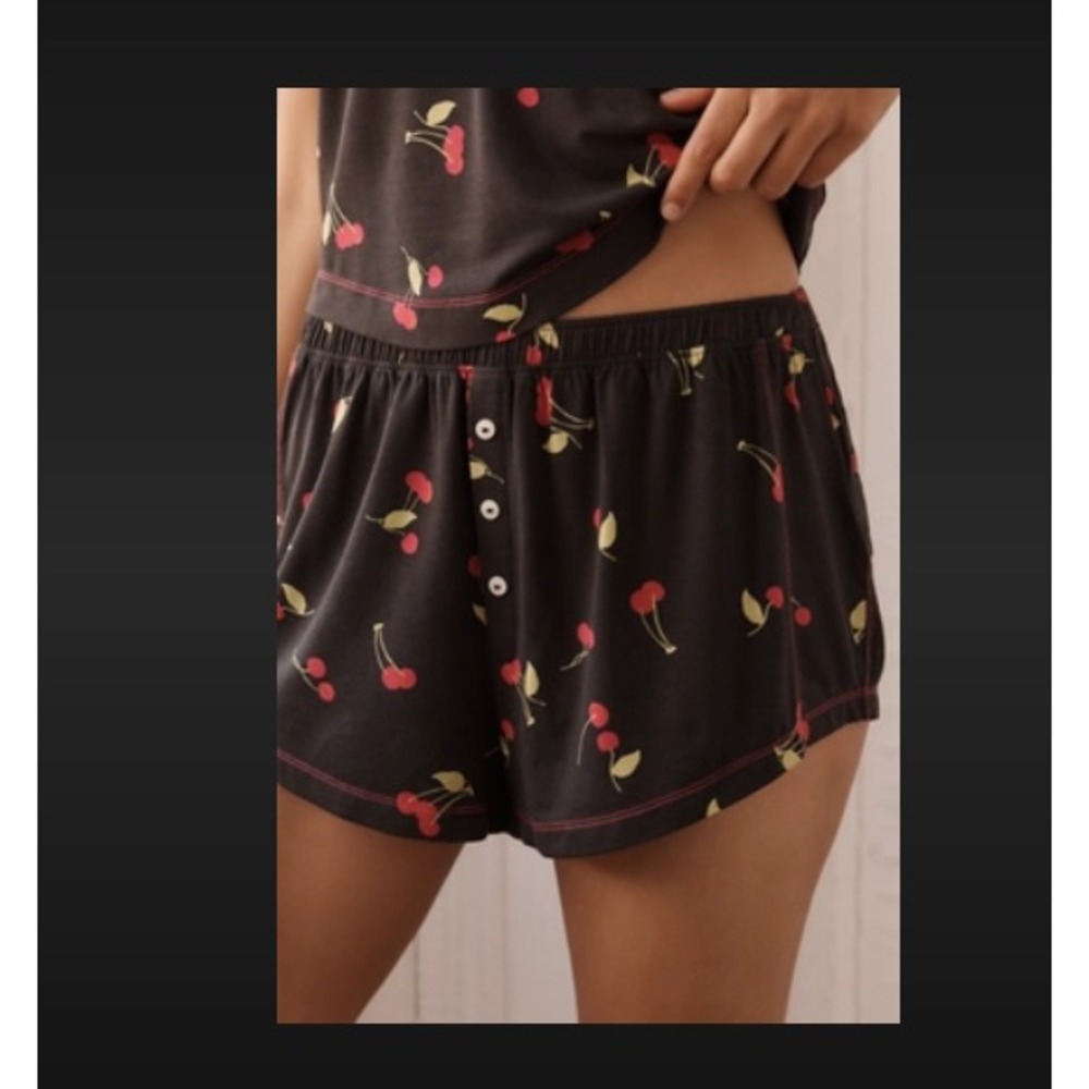 Anthropologie Pajama Sleep Short Briar Size Extra Large XL Black Cherries Cherry
